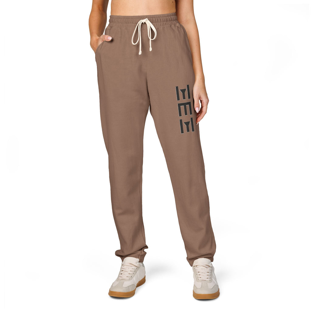 Beige 'LEEE' Vertical Graphic Sweatpants — Soft Garment-Dyed Fleece Joggers