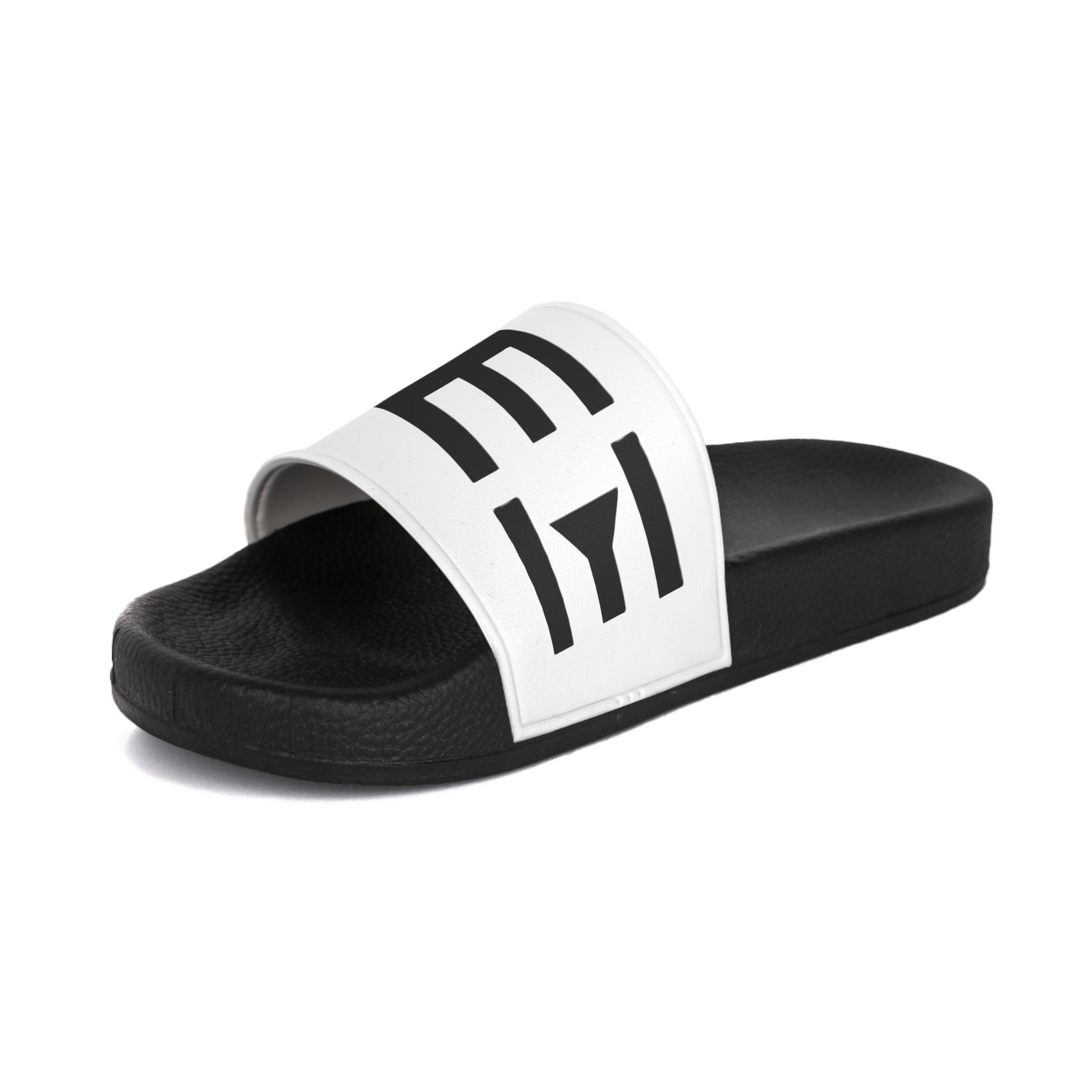 Slide Sandals — Minimal Black & White Geometric Stripe Slides