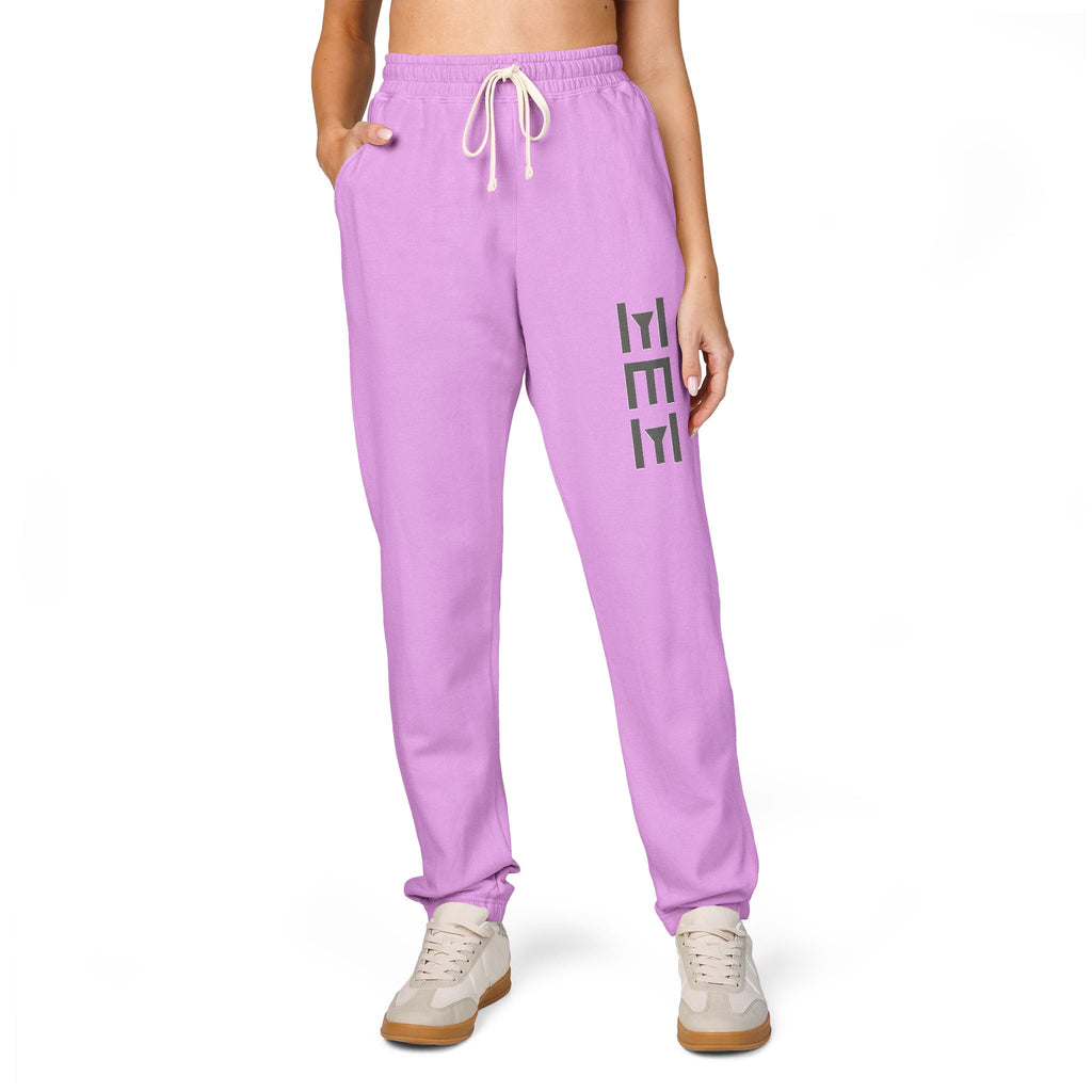 Beige 'LEEE' Vertical Graphic Sweatpants — Soft Garment-Dyed Fleece Joggers