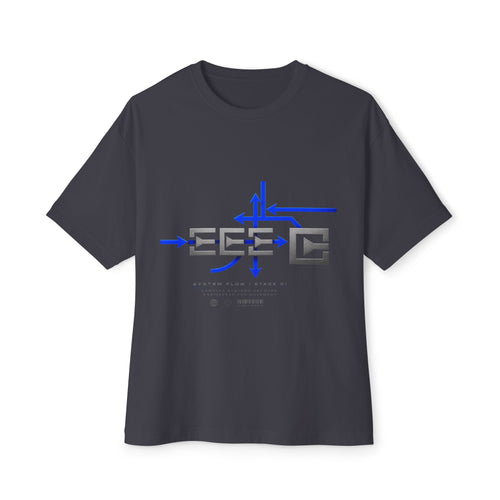 Cyber Tech Logo Tee — Futuristic Blue Graphic Boxy T-Shirt