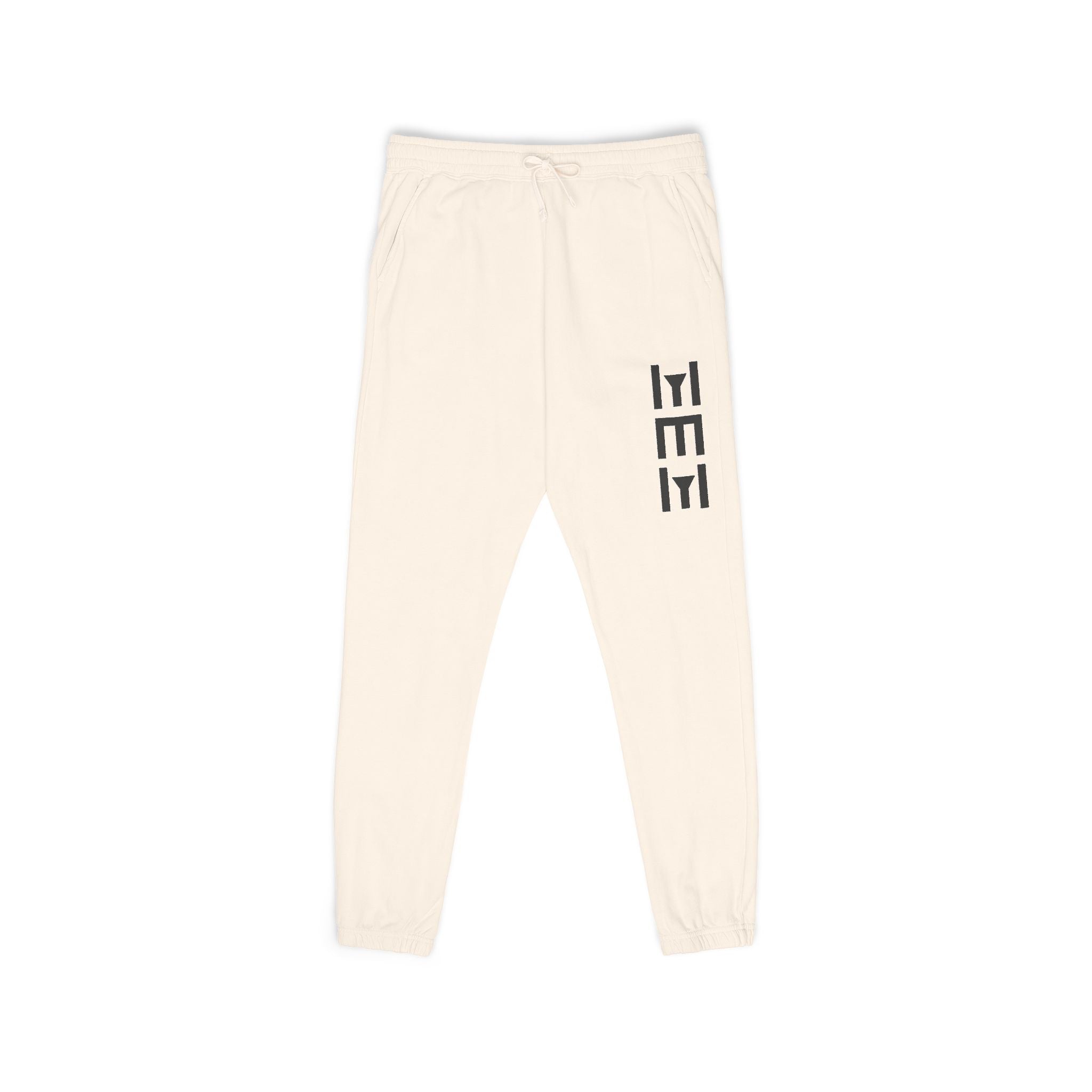 Beige 'LEEE' Vertical Graphic Sweatpants — Soft Garment-Dyed Fleece Joggers