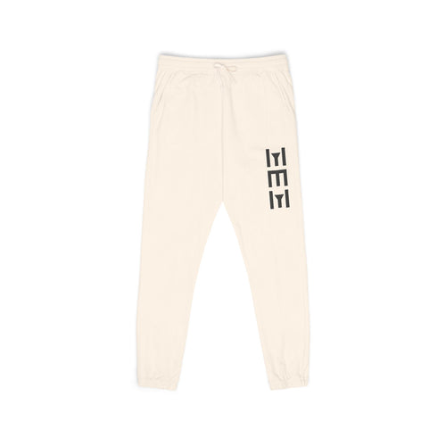 Beige 'LEEE' Vertical Graphic Sweatpants — Soft Garment-Dyed Fleece Joggers