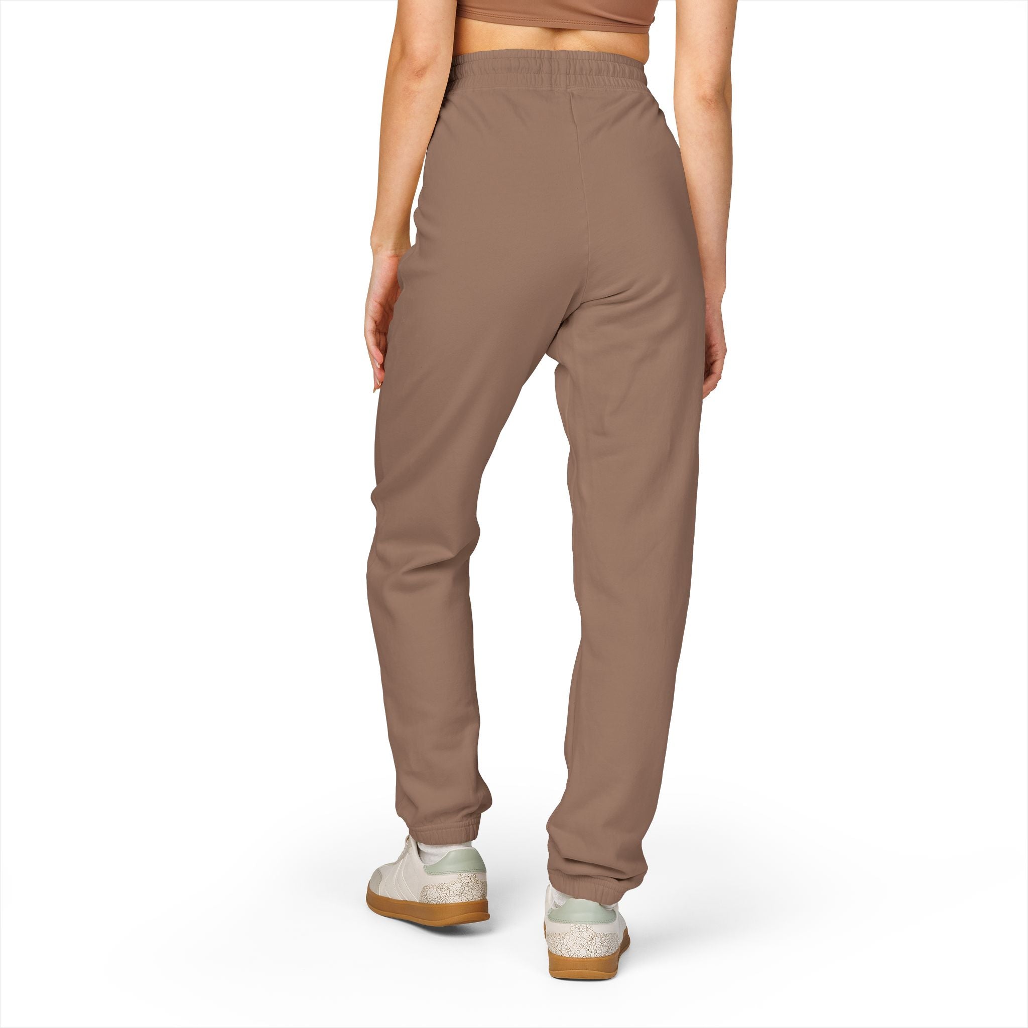 Beige 'LEEE' Vertical Graphic Sweatpants — Soft Garment-Dyed Fleece Joggers