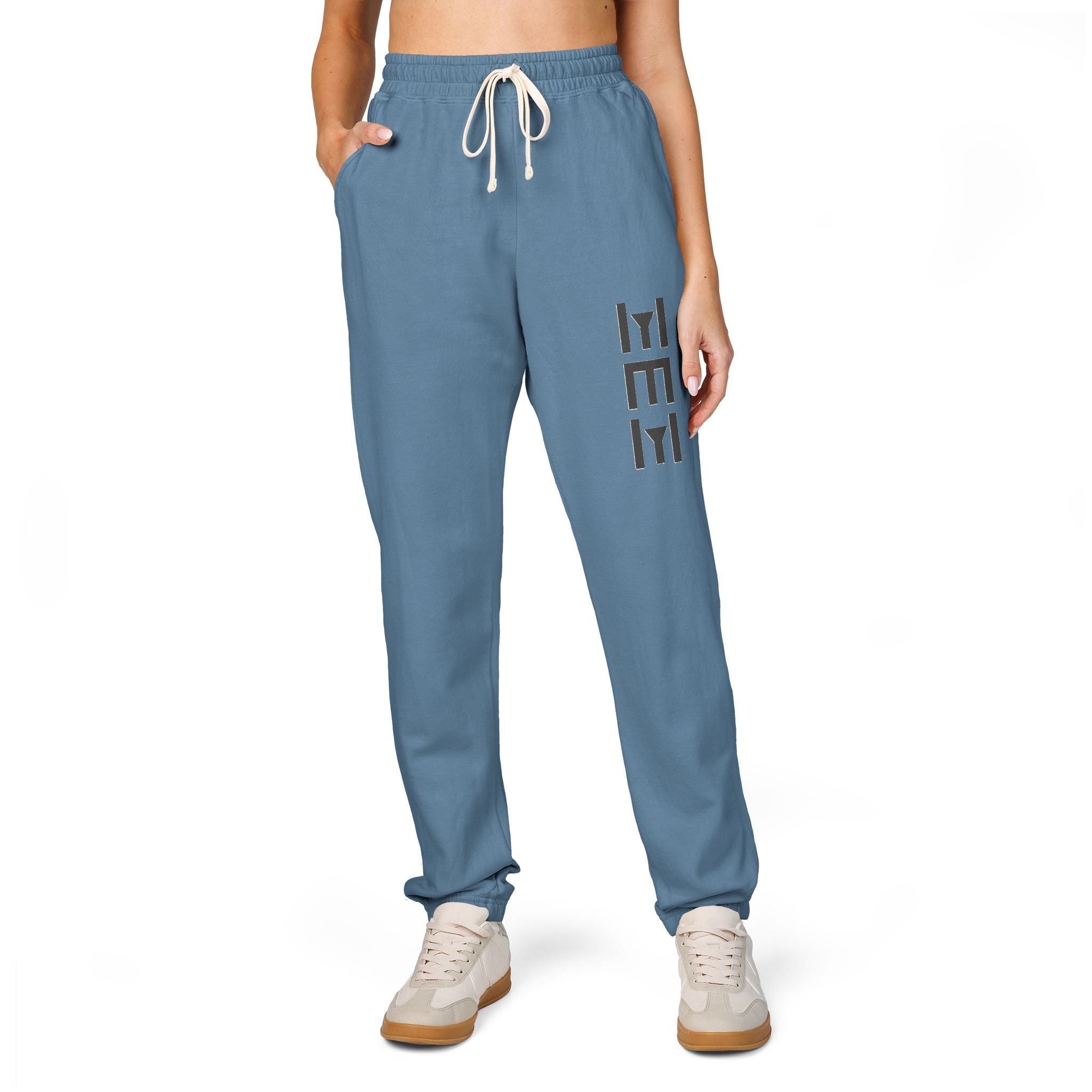 Beige 'LEEE' Vertical Graphic Sweatpants — Soft Garment-Dyed Fleece Joggers