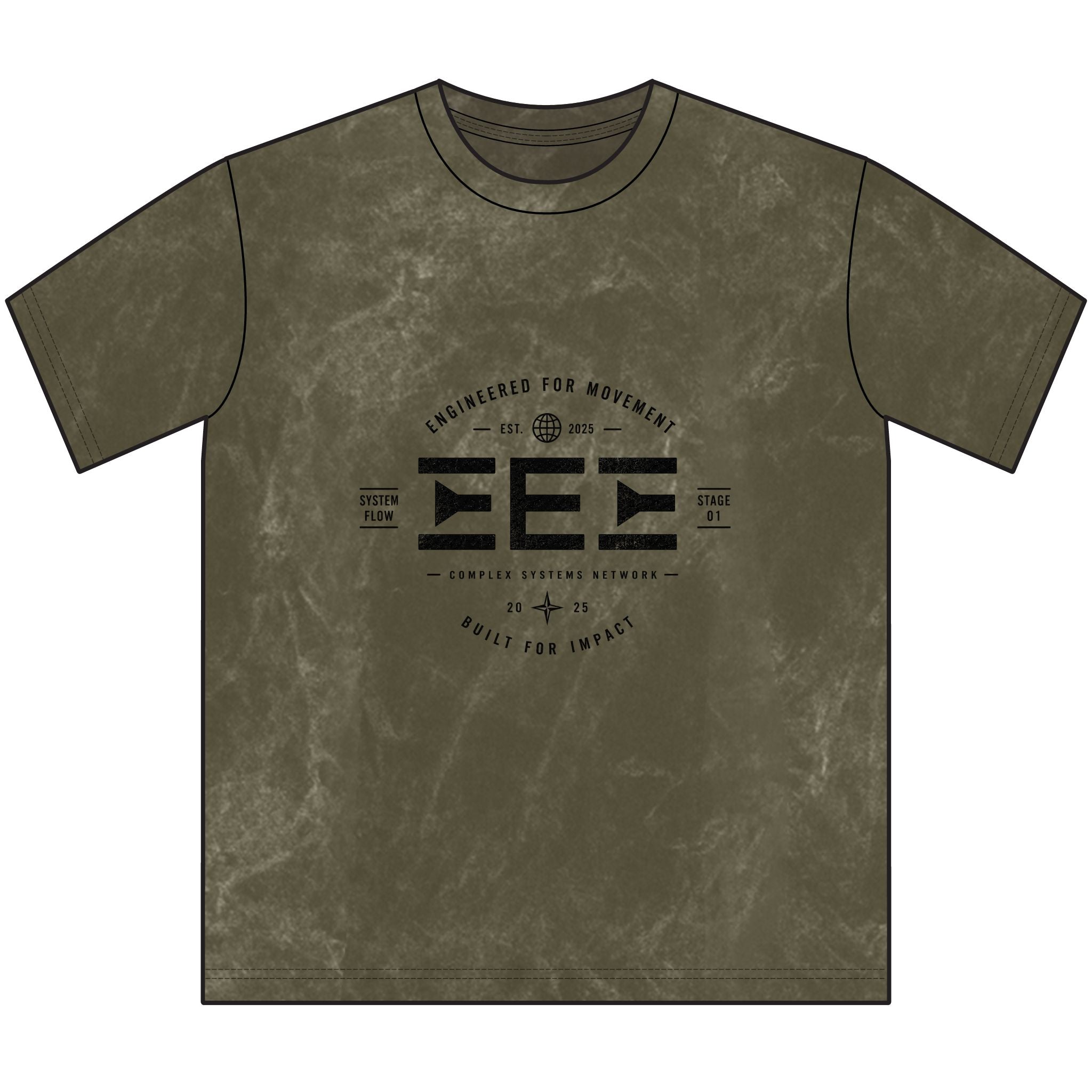 Vintage Crewneck Tee — Distressed Brown Retro Graphic Logo Shirt