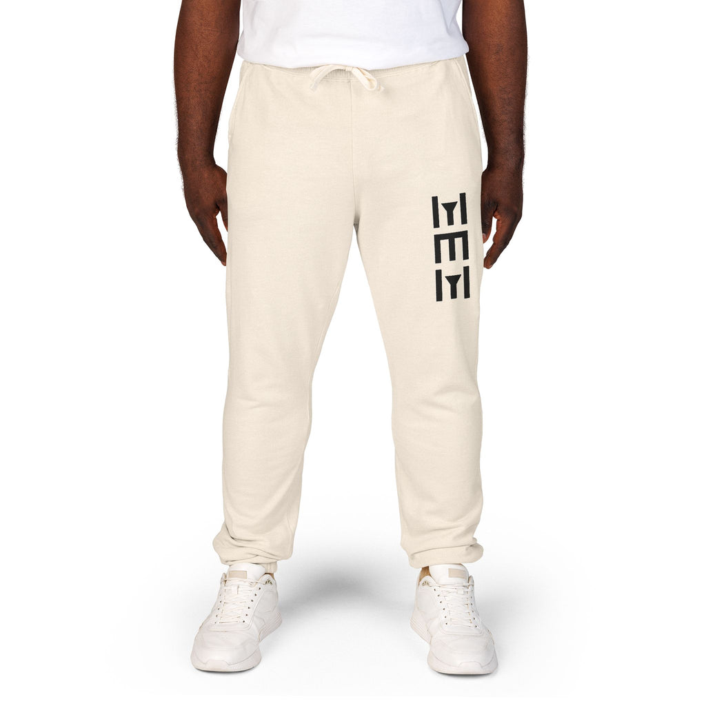 Beige 'LEEE' Vertical Graphic Sweatpants — Soft Garment-Dyed Fleece Joggers