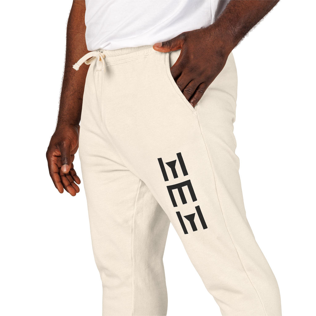 Beige 'LEEE' Vertical Graphic Sweatpants — Soft Garment-Dyed Fleece Joggers