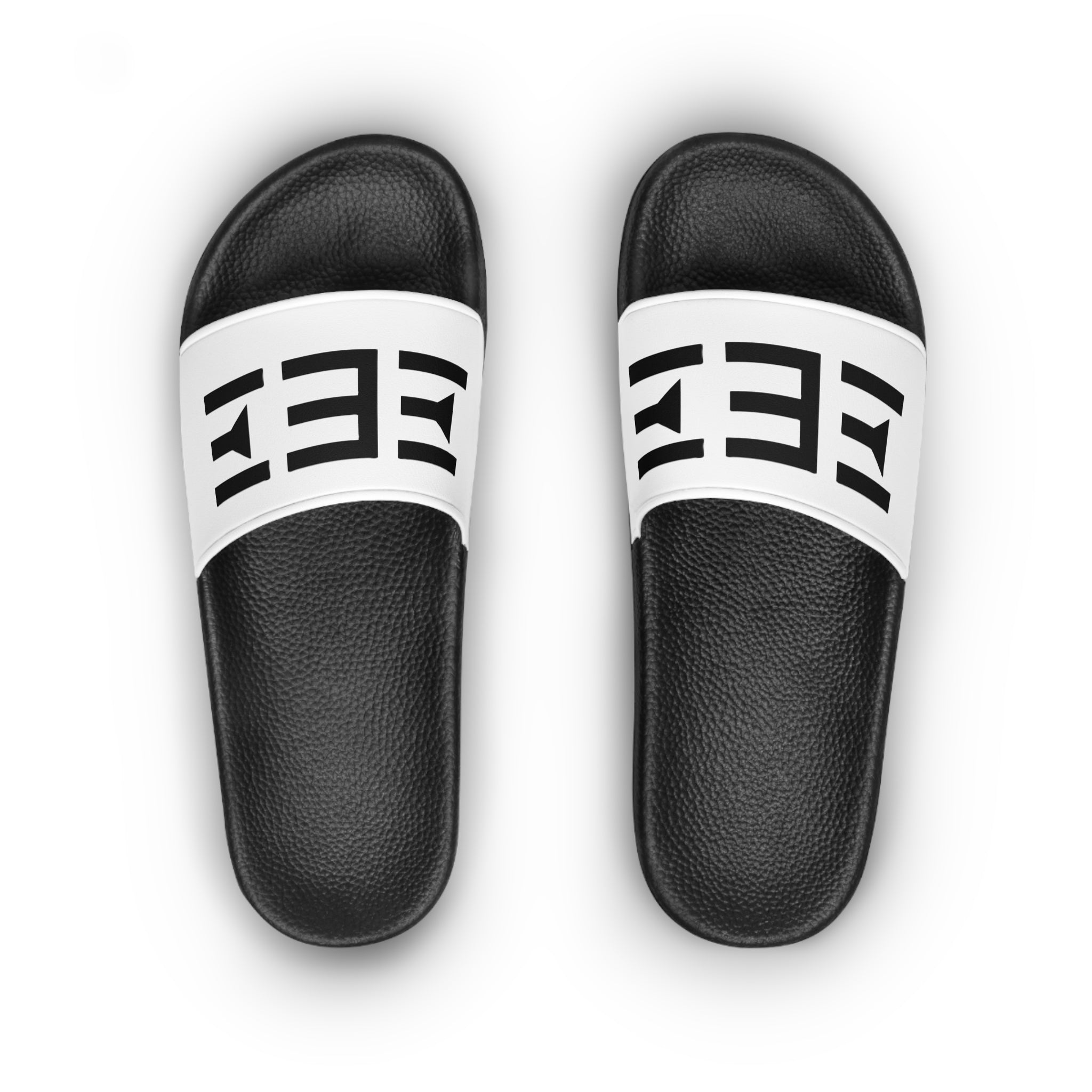 Slide Sandals — Minimal Black & White Geometric Stripe Slides