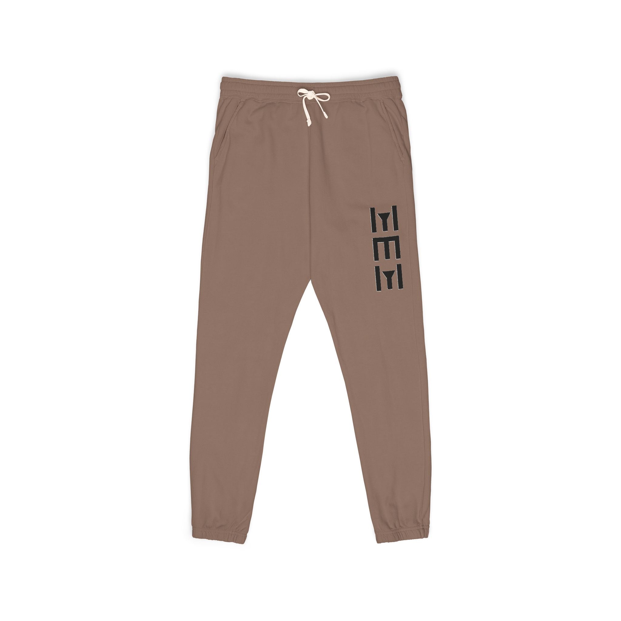 Beige 'LEEE' Vertical Graphic Sweatpants — Soft Garment-Dyed Fleece Joggers