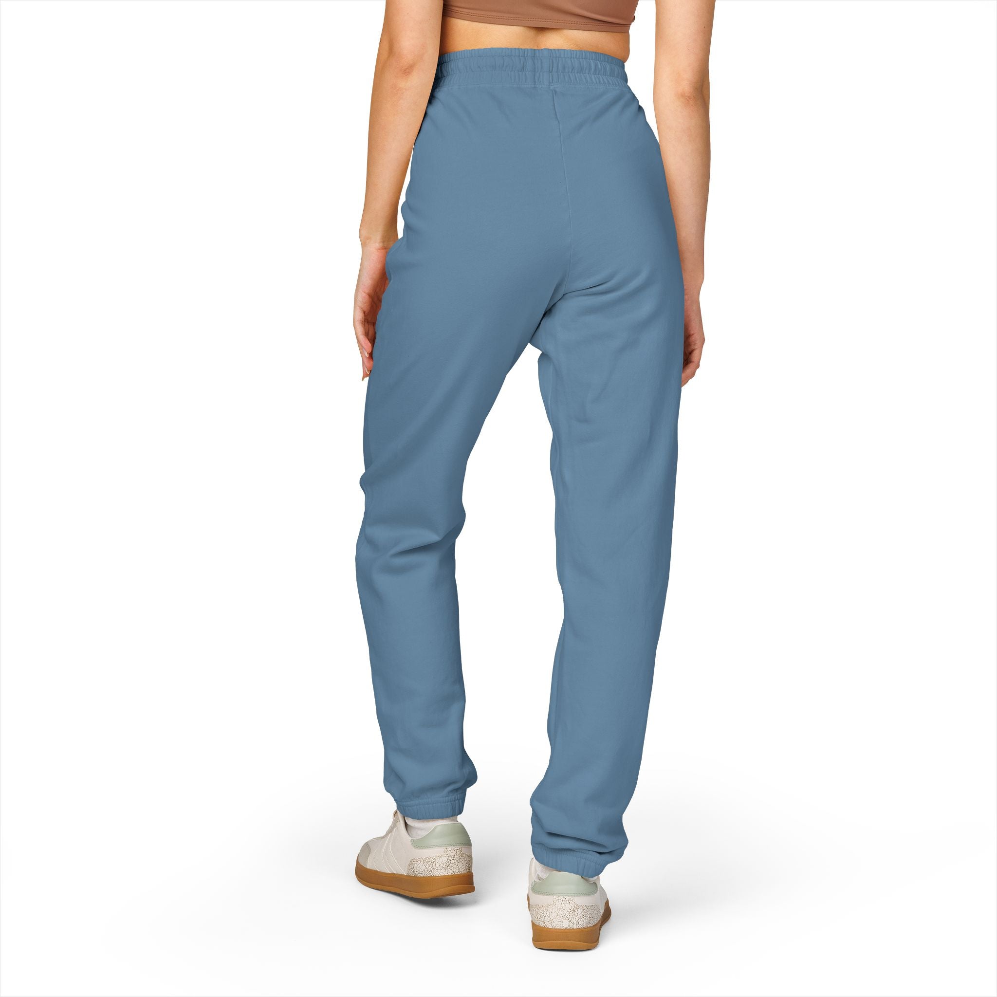Beige 'LEEE' Vertical Graphic Sweatpants — Soft Garment-Dyed Fleece Joggers
