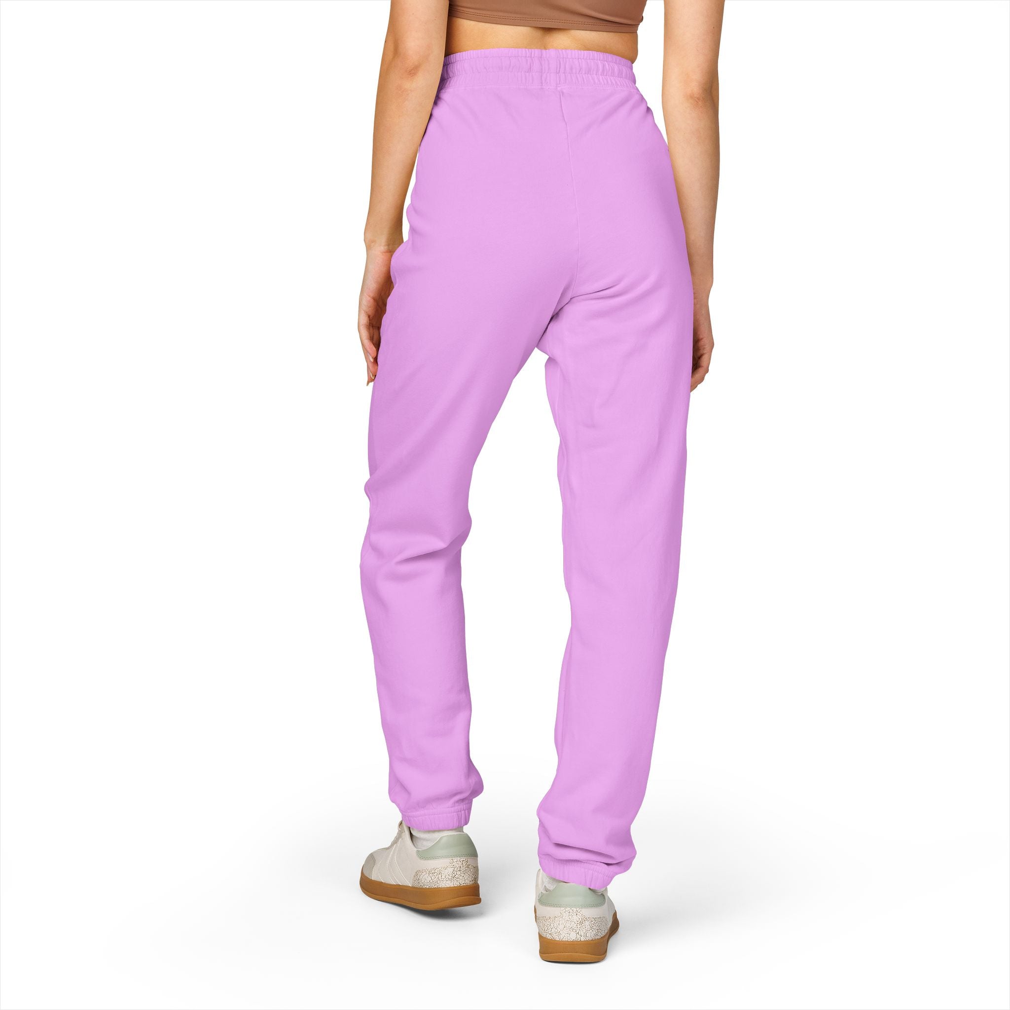 Beige 'LEEE' Vertical Graphic Sweatpants — Soft Garment-Dyed Fleece Joggers