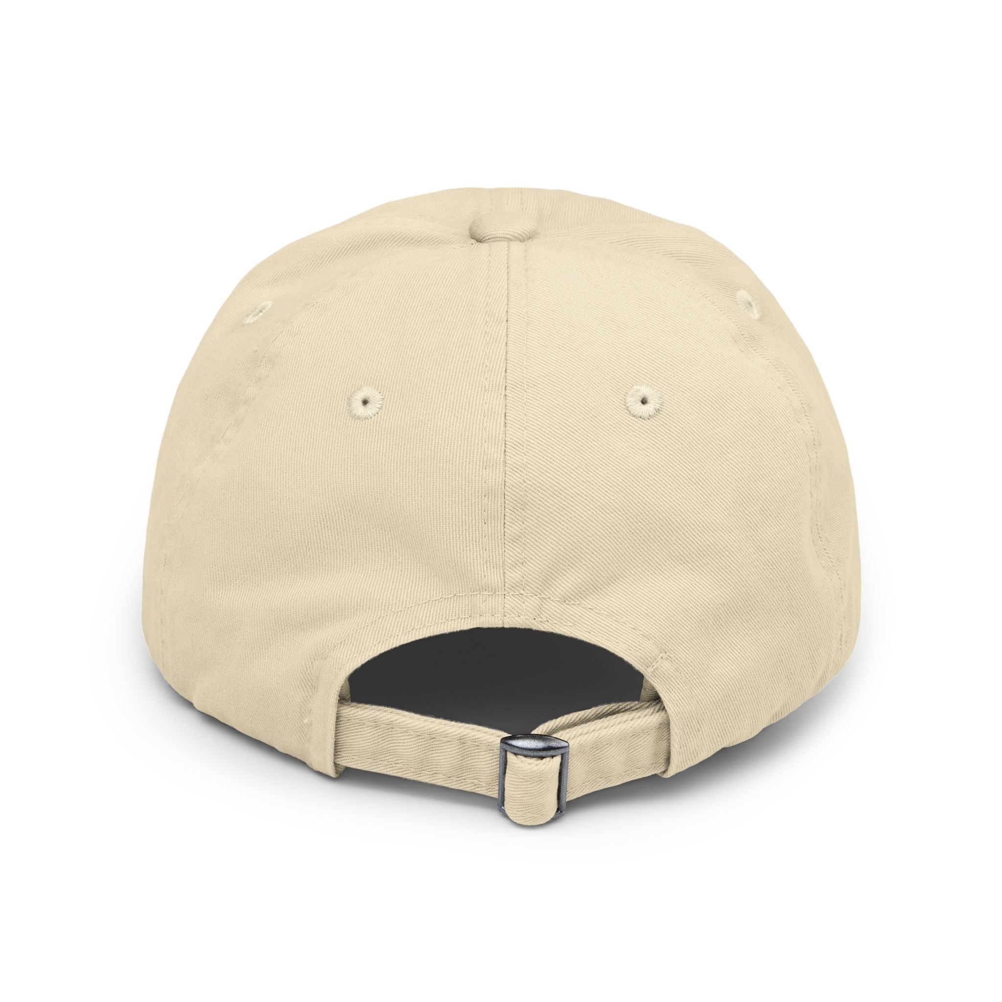 Distressed Baseball Cap with Stylized EEE Logo — Vintage Tan Hat